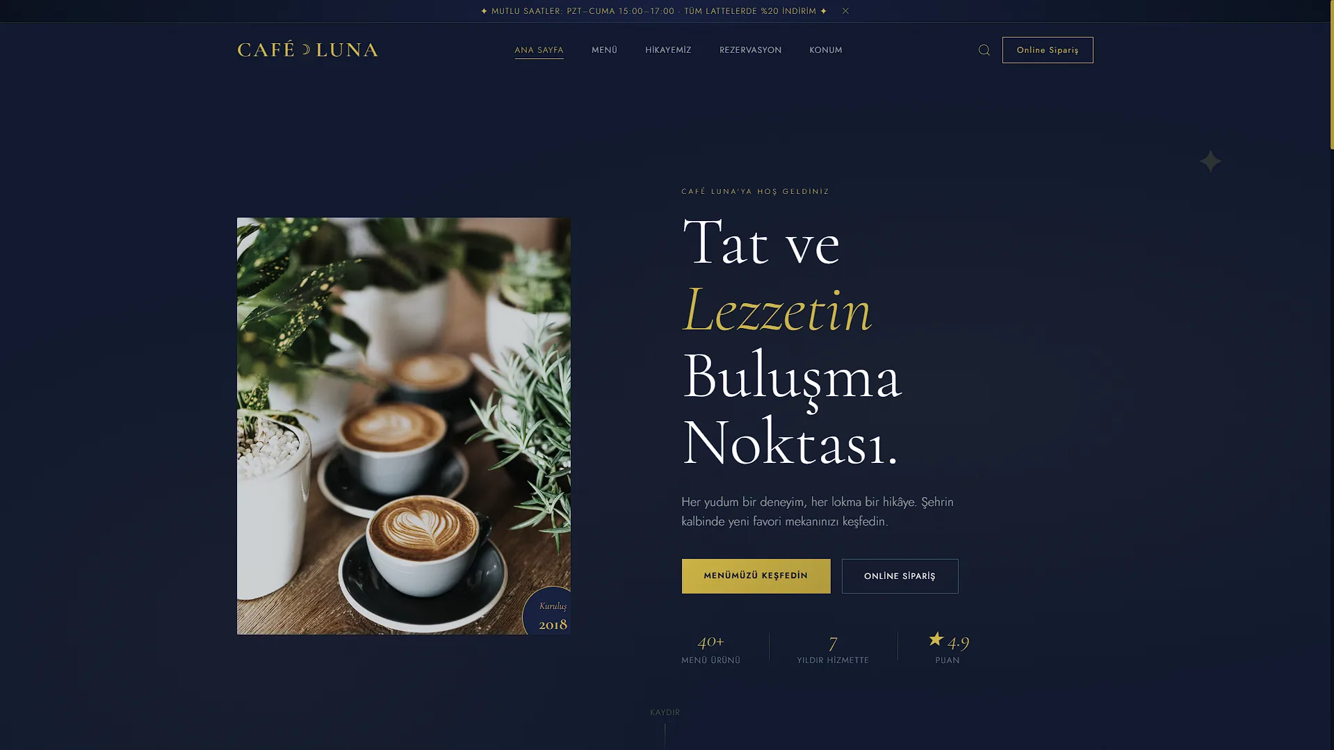 Cafe Luna Menü Web Sitesi